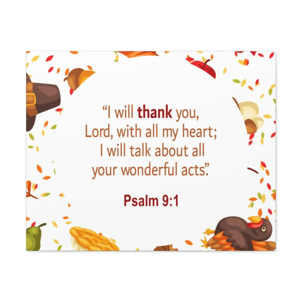 Scripture Walls Psalm 9:1 With All My Heart Bible Verse Canvas Christian Wall